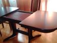 stół klasyczny, mahoń, rozkładany, 80x132/170/208 cm.