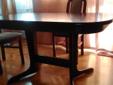 stół klasyczny, mahoń, rozkładany, 80x132/170/208 cm.