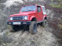 Witam sprzedam suzuki samurai 1,3 na monowtrysku benzyna gaz po lifcie zawieszenia(amorki,resory,polibusze od Mazura na gwarancji,wal tylni dorabiany na zamowienie mocniejszy i dluszy),rama cala,napedy sprawne,opony at wrangler,stan wizualny i techniczny